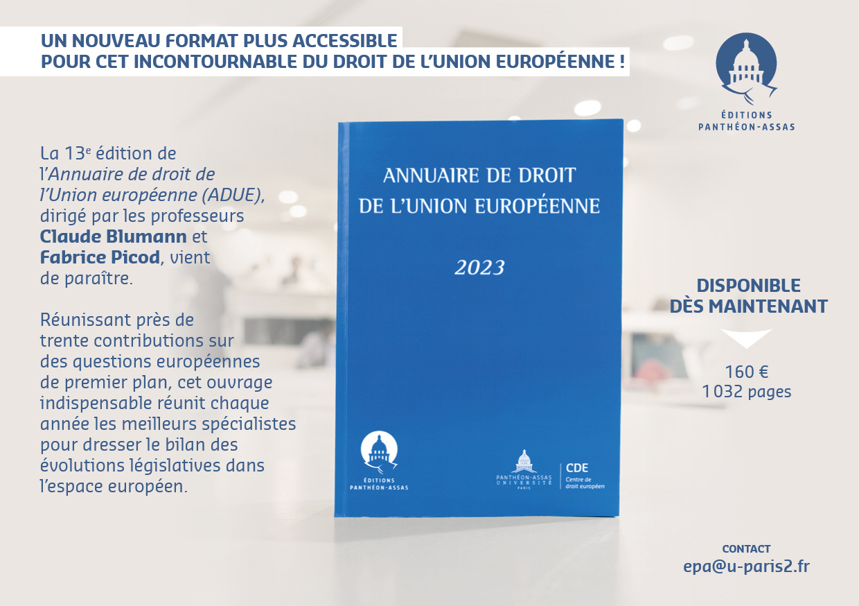 Flyer de l'ouvrage Annuaire de droit de l'Union européenne 2023