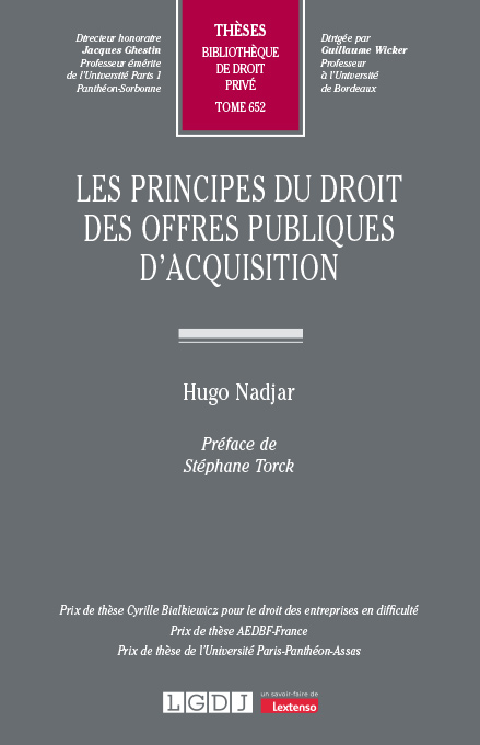 Couverture de l'ouvrage Les principes du droit des offres publiques d'acquisition